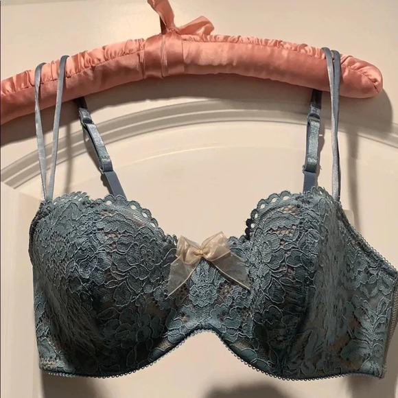 Wacoal Bra Scalloped Lace Trim Blue Size 32D New - Picture 2 of 6